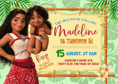 Moana Princess customizable invitation template | Share or Print | girl | NO253