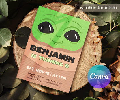 Baby Yoda Grogu Star Wars Mandalorian customizable invitation template | Share or Print | boy | CX551