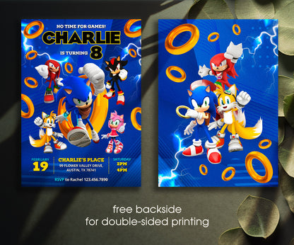 Sonic the Hedgehog customizable invitation template | Share or Print | HF199