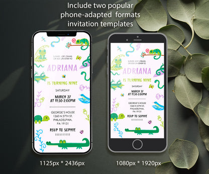 Reptile Lizard Snake customizable invitation template | Share or Print | TP035