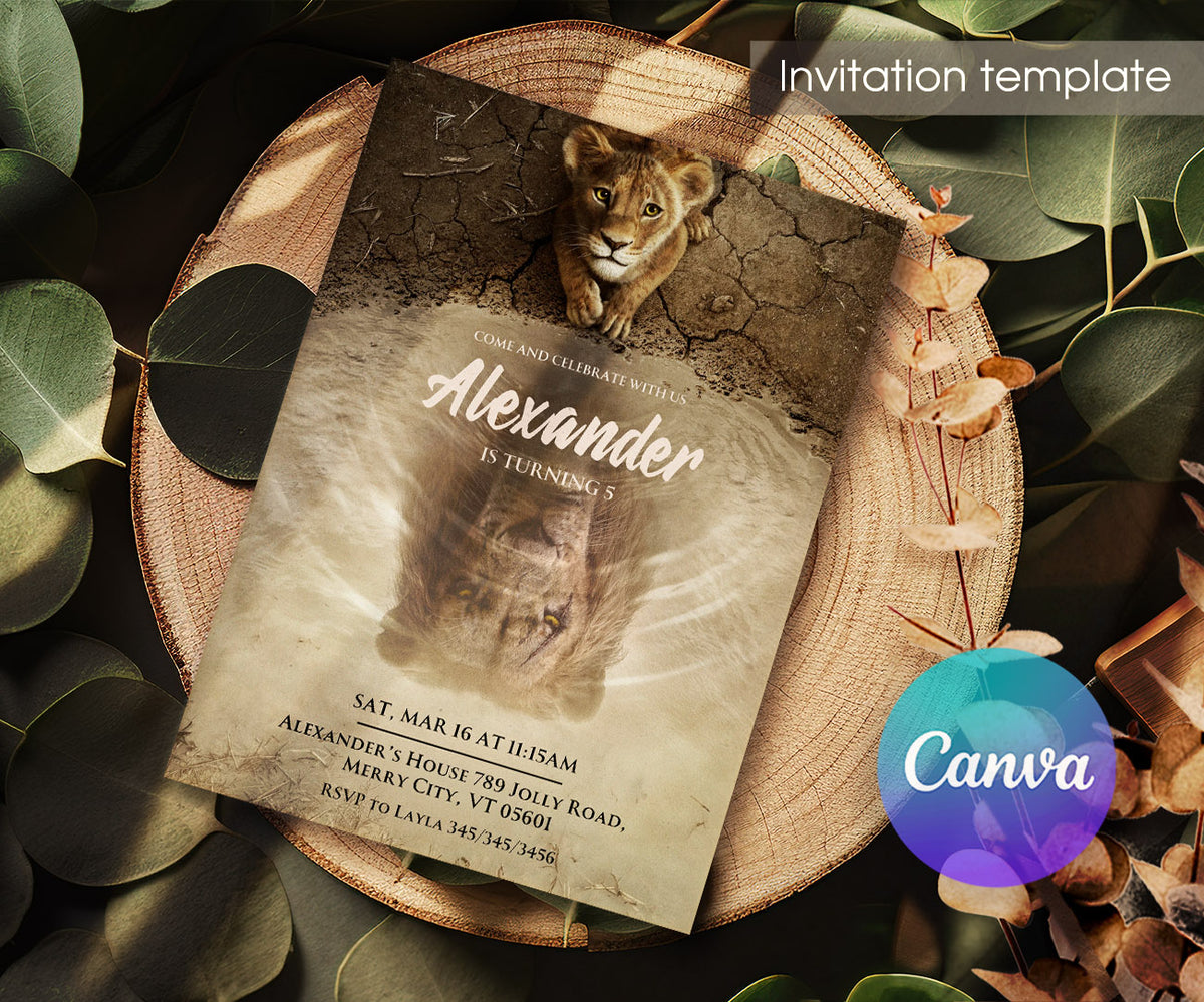 Lion King Mufasa Simba customizable invitation template | Share or Print | SN645
