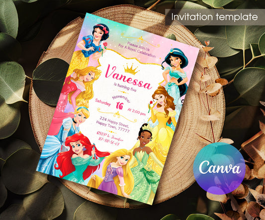 Disney Princess customizable invitation template | Share or Print | girl | GW090