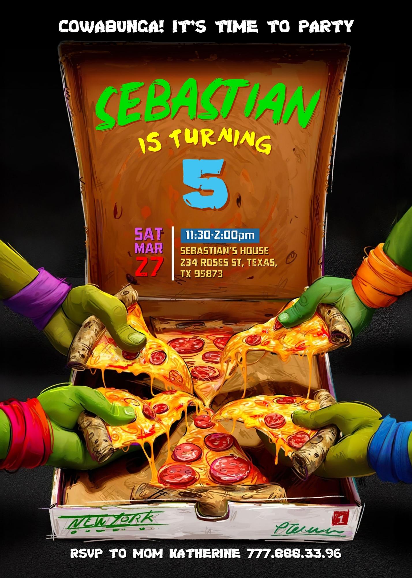 Teenage Mutant Ninja Turtles Mutant Mayhem customizable invitation template | Share or Print | boy | NL415
