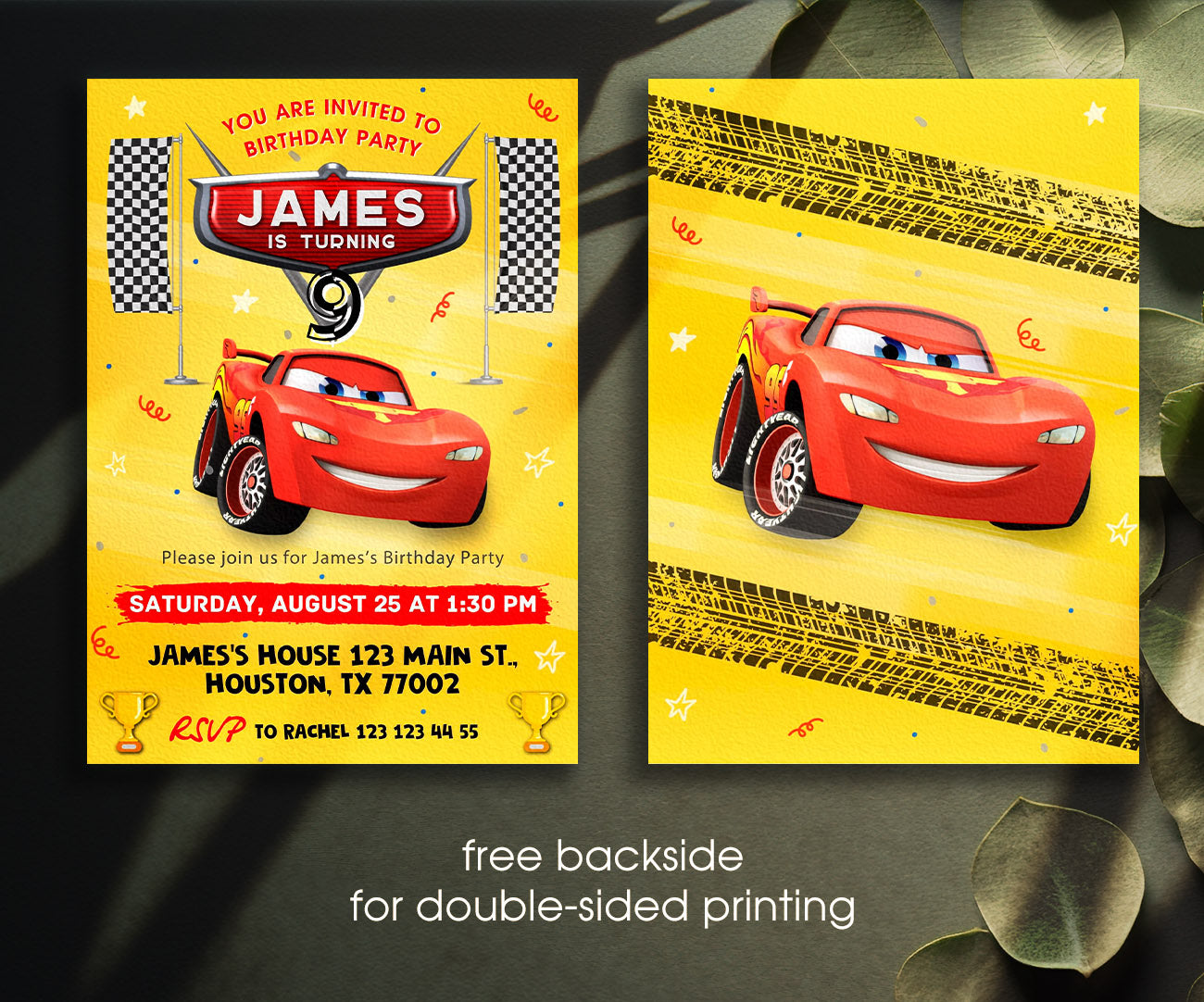 Cars Lightning McQueen customizable invitation template | Share or Print | boy | ZL572