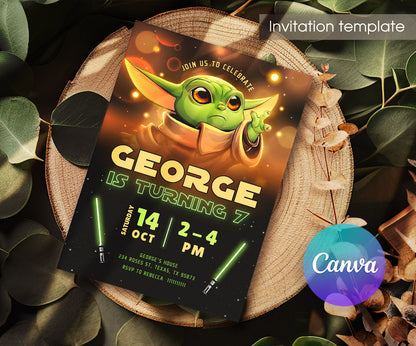 Baby Yoda Grogu Star Wars Mandalorian customizable invitation template | Share or Print | boy | WZ502