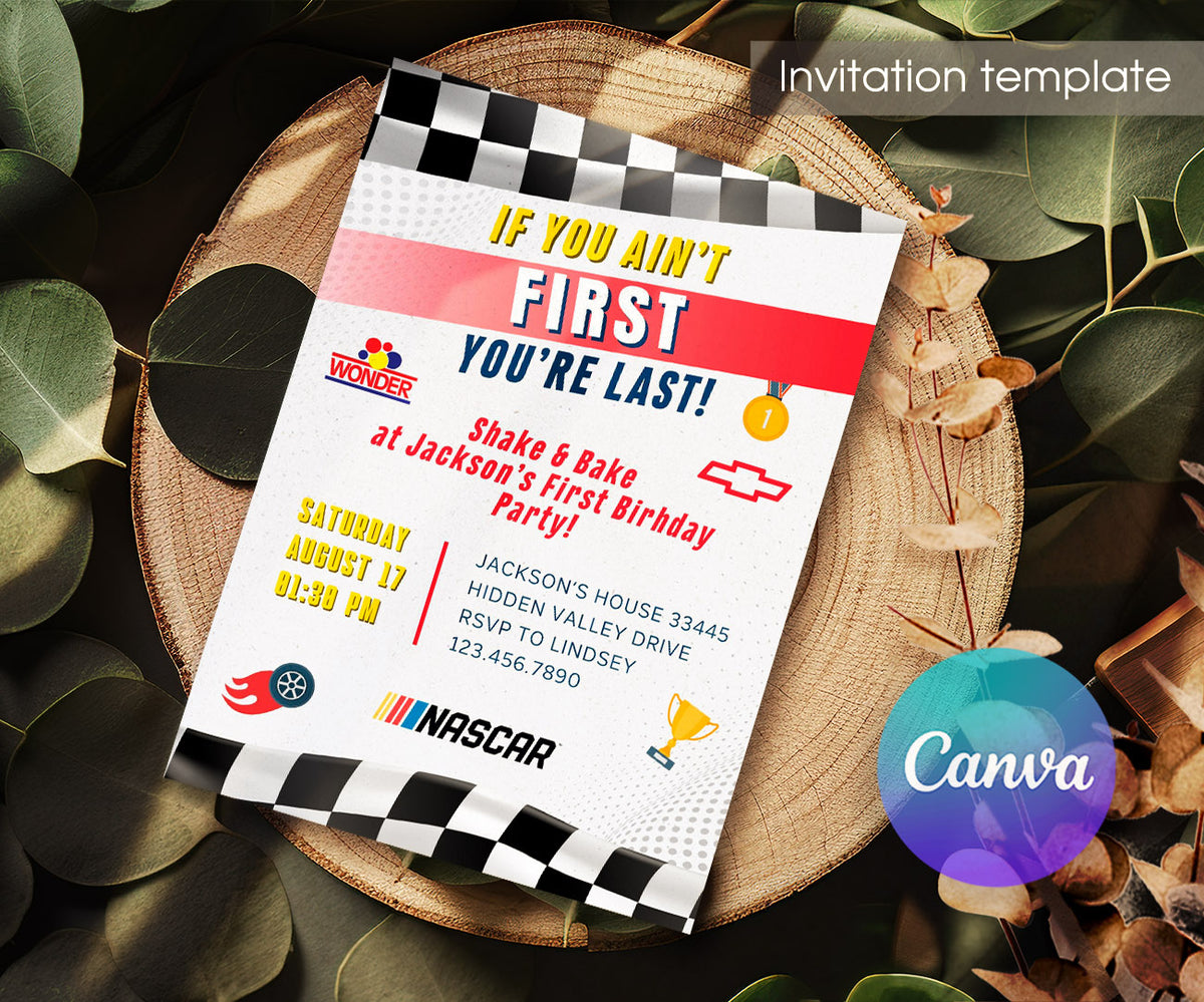 Nascar Ricky Bobby customizable invitation template | Share or Print | boy | VN095