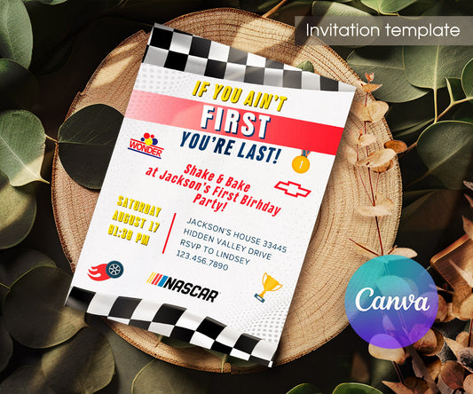 Nascar Ricky Bobby customizable invitation template | Share or Print | boy | VN095