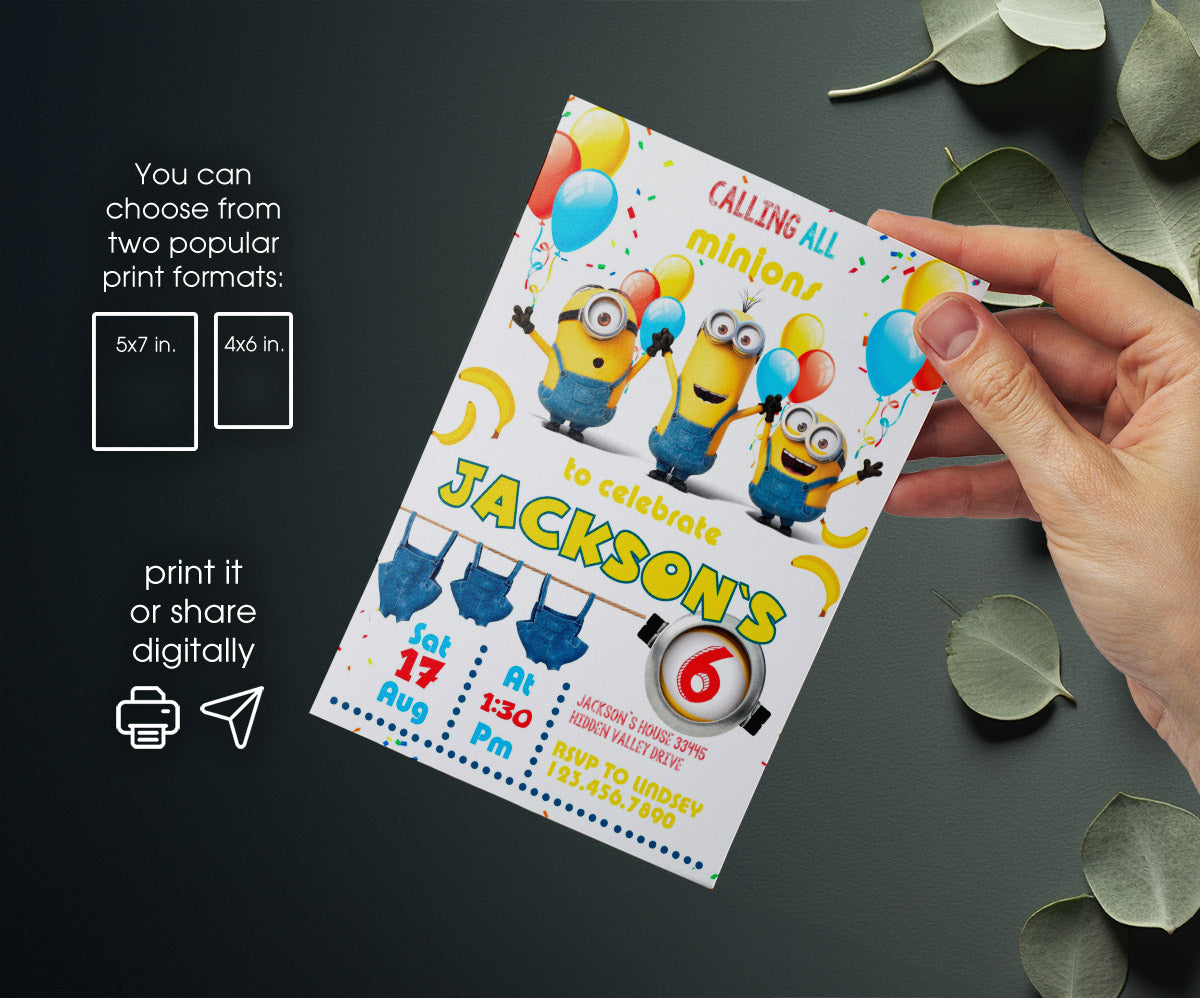 Minions Despicable Me customizable invitation template | Share or Print | IC300