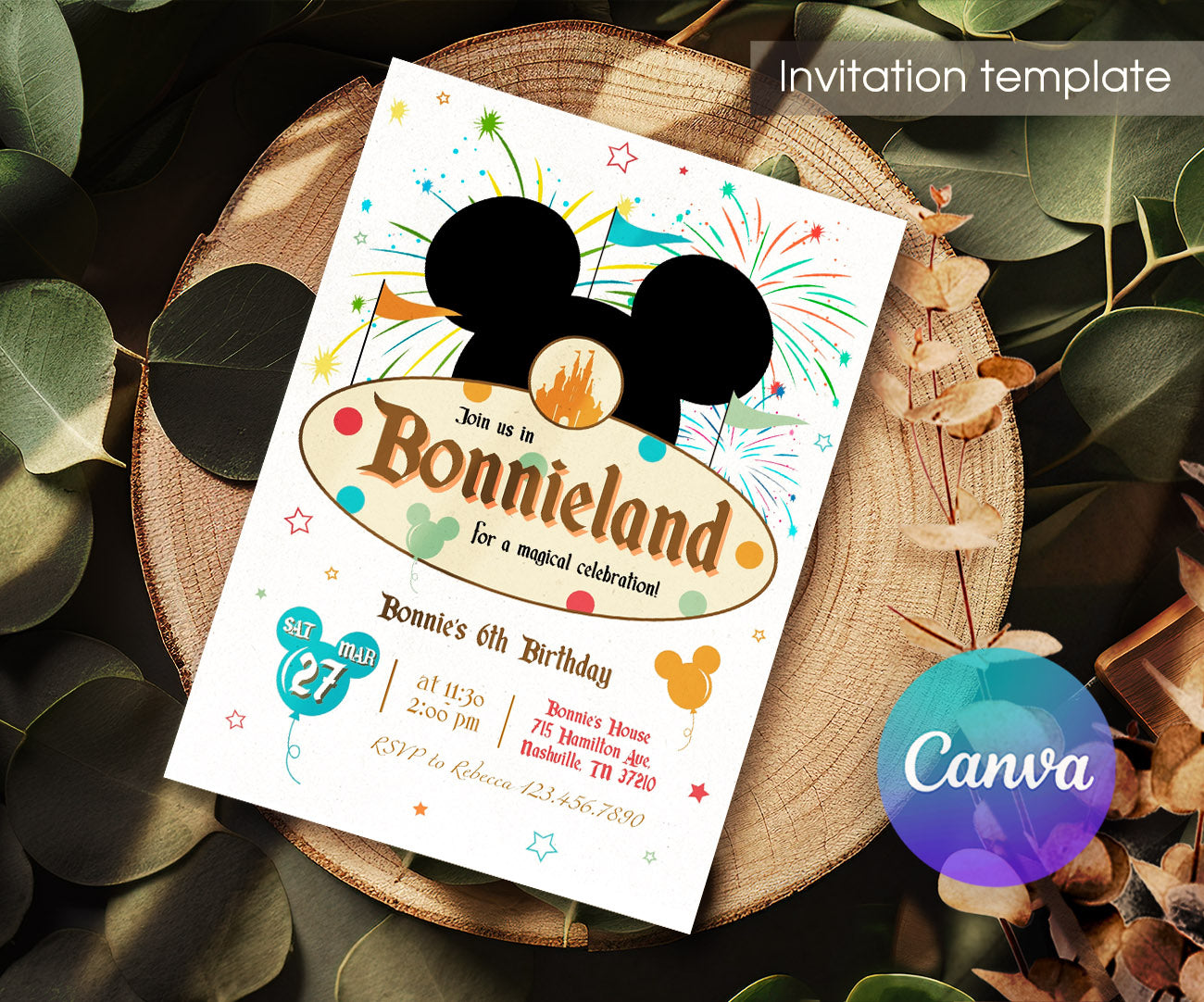 Disneyland customizable invitation template | Share or Print | girl | YE353