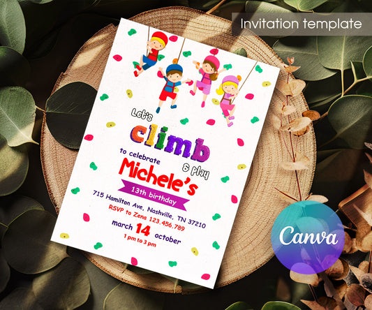 Rock Climbing customizable invitation template | Share or Print | DY464