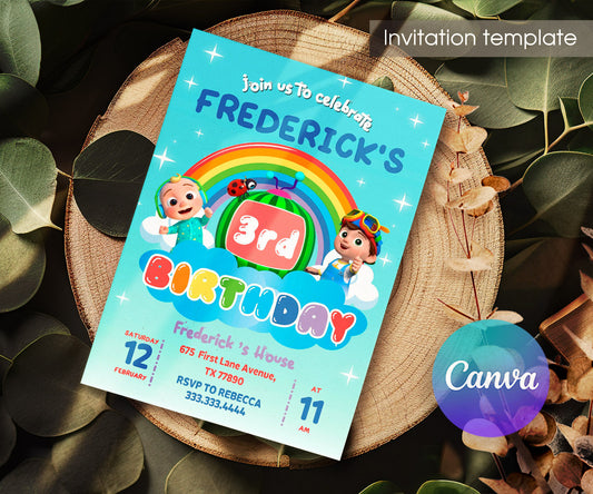 Cocomelon customizable invitation template | Share or Print | BY250