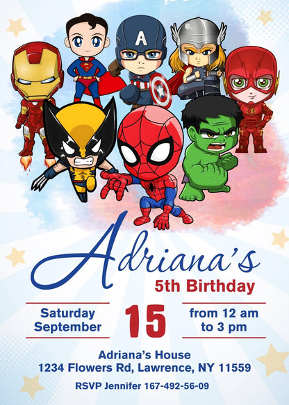 Avengers Marvel Superhero customizable invitation template | Share or Print | boy | XZ967