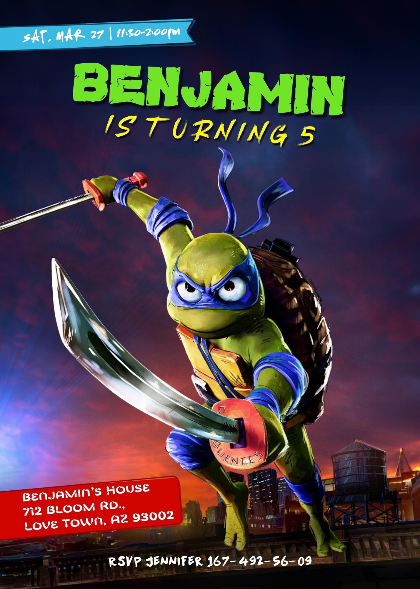 Teenage Mutant Ninja Turtles Mutant Mayhem customizable invitation template | Share or Print | boy | QH949