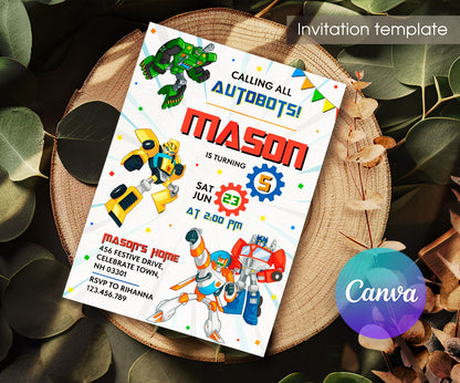 Transformers Rescue Bots customizable invitation template | Share or Print | boy | VH666