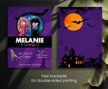 Wednesday Addams customizable invitation template | Share or Print | girl | MT249