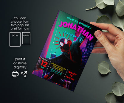 Spider Man Across the Spider-Verse customizable invitation template | Share or Print | boy | OU099