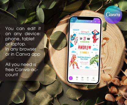 Avengers Marvel Superhero customizable invitation template | Share or Print | boy | BX952