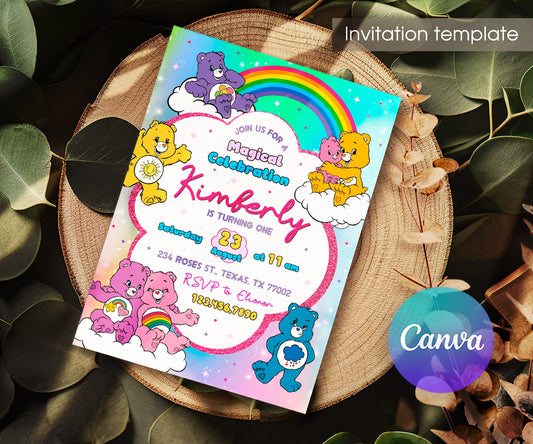 Care Bears customizable invitation template | Share or Print | XA228