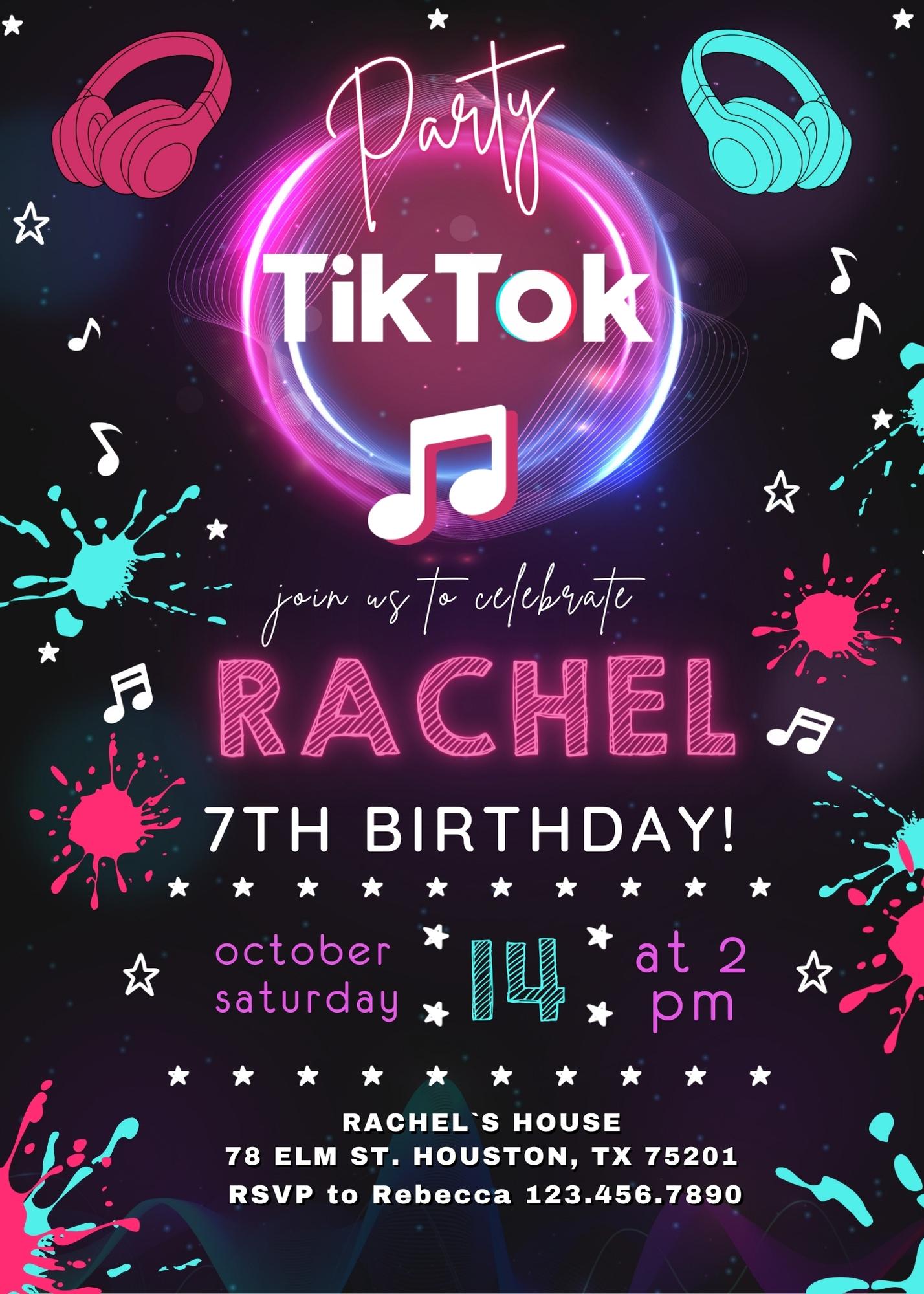 Tik Tok Party customizable invitation template | Share or Print | PQ764