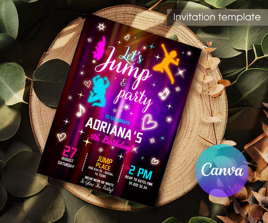 Trampoline Jump Party customizable invitation template | Share or Print | ZG224