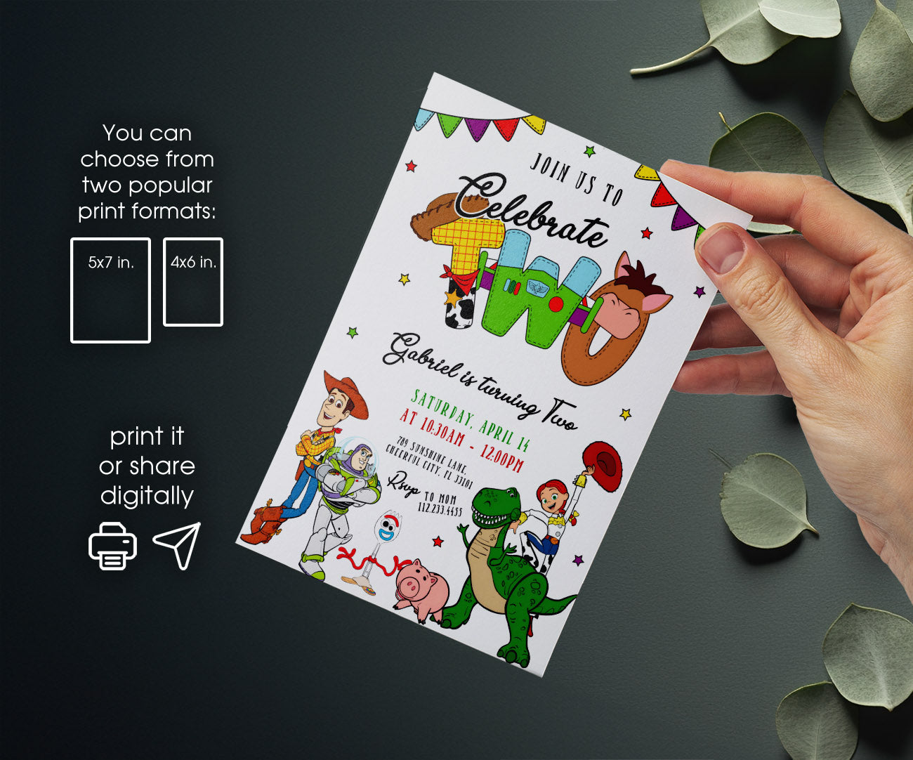 Toy Story Woody customizable invitation template | Share or Print | JD845