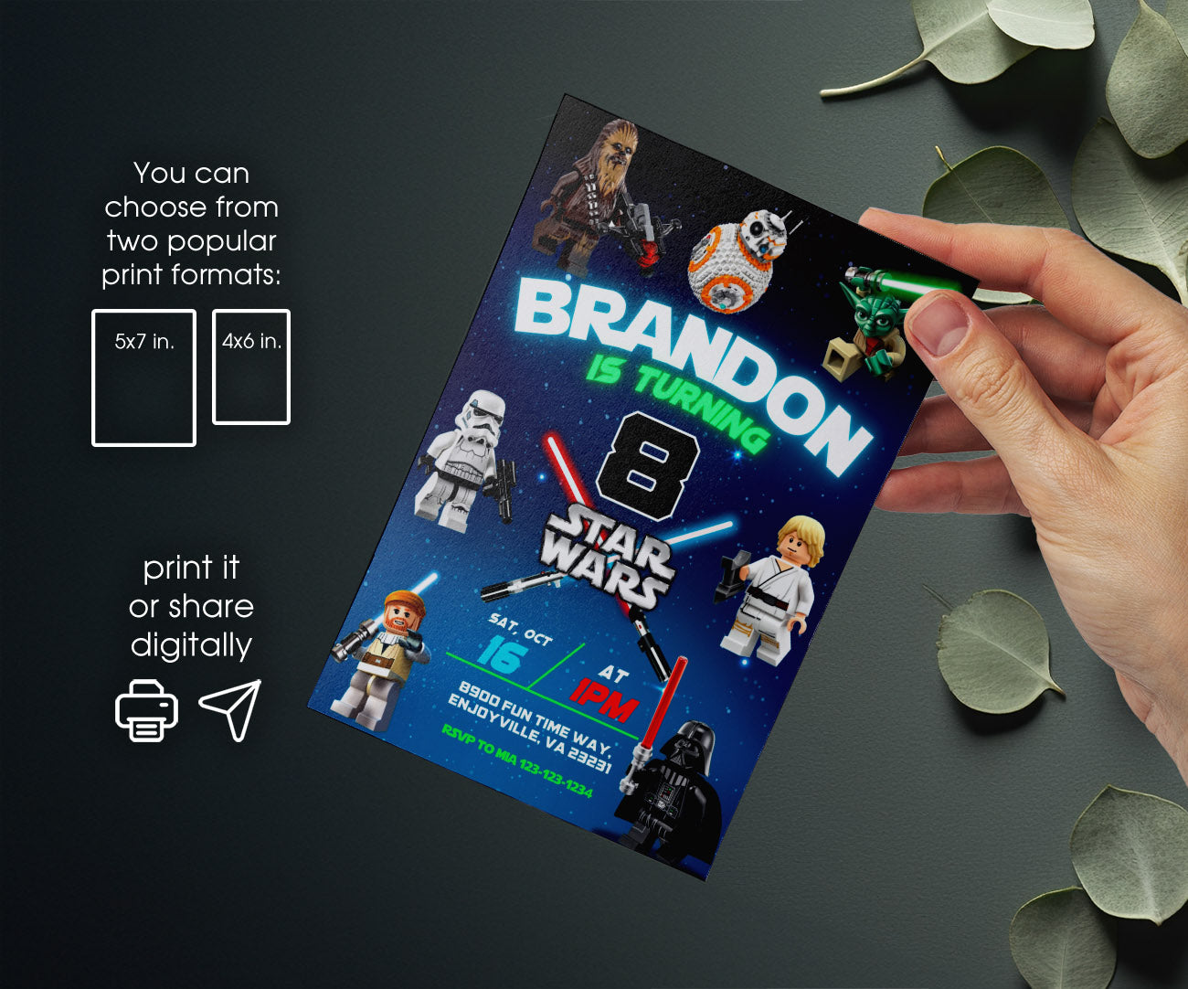 Star Wars Darth Vader Lego Minifigures customizable invitation template | Share or Print | WY503