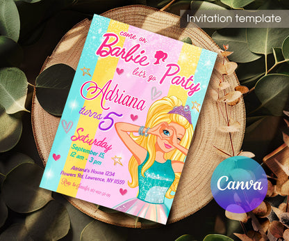 Barbie Pink customizable invitation template | Share or Print | girl | TL470