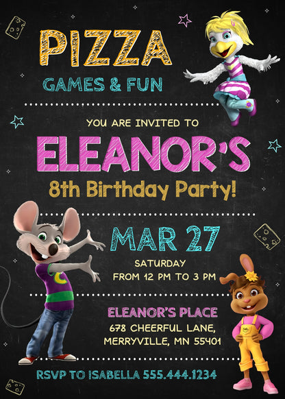 Chuck E. Cheese customizable invitation template | Share or Print | JE943