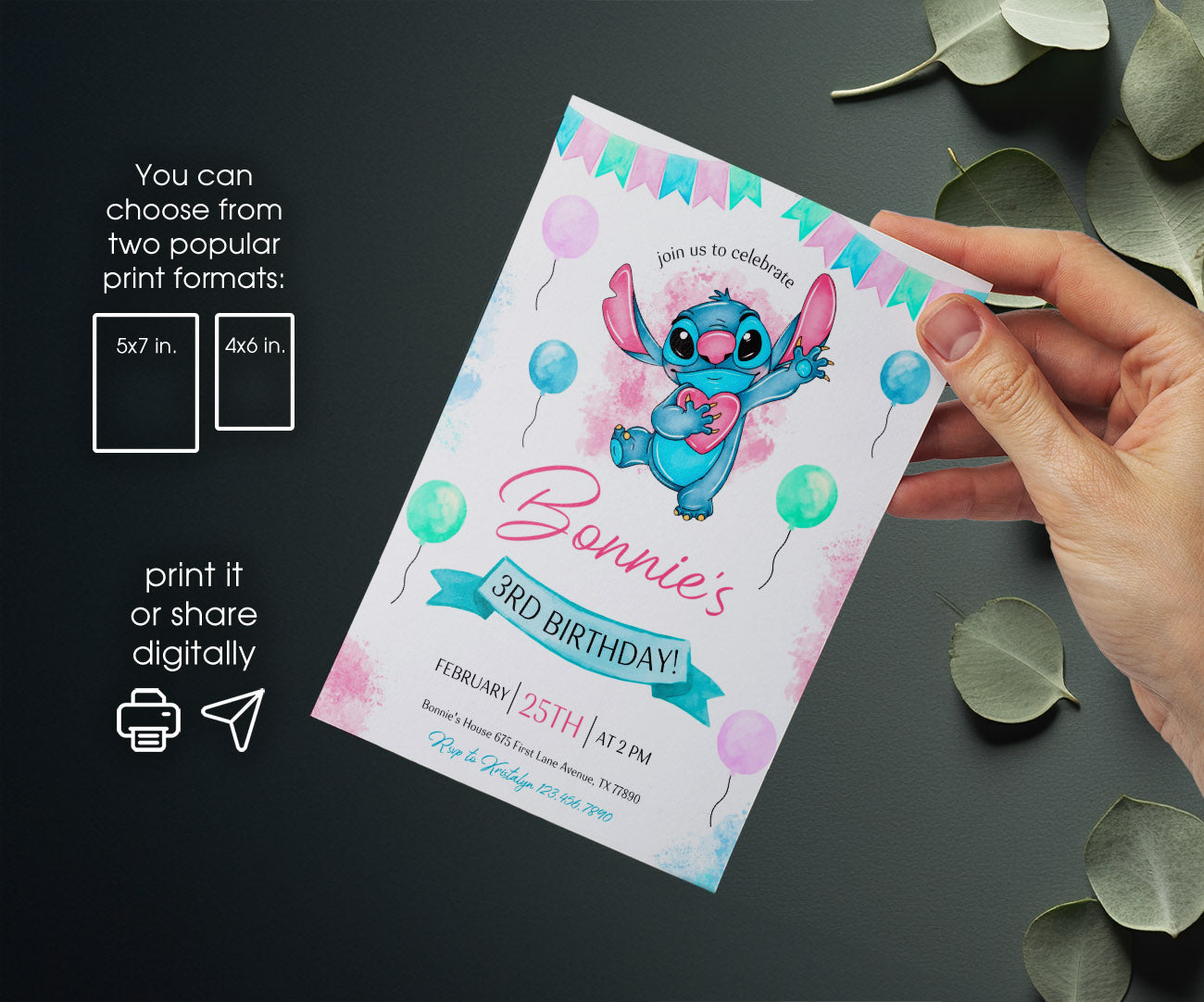 Lilo & Stitch Aloha customizable invitation template | Share or Print | PS810