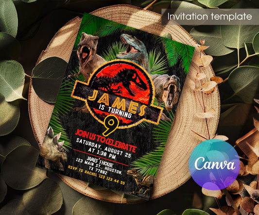 Jurassic Park Dinosaur customizable invitation template | Share or Print | NI728