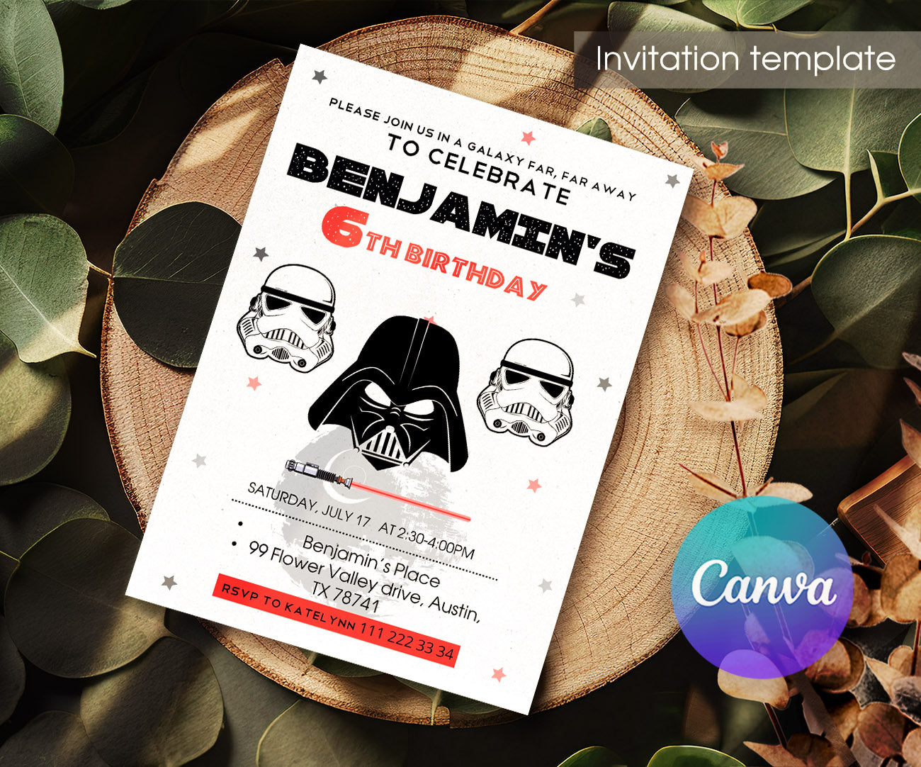 Star Wars Darth Vader customizable invitation template | Share or Print | boy | AX285