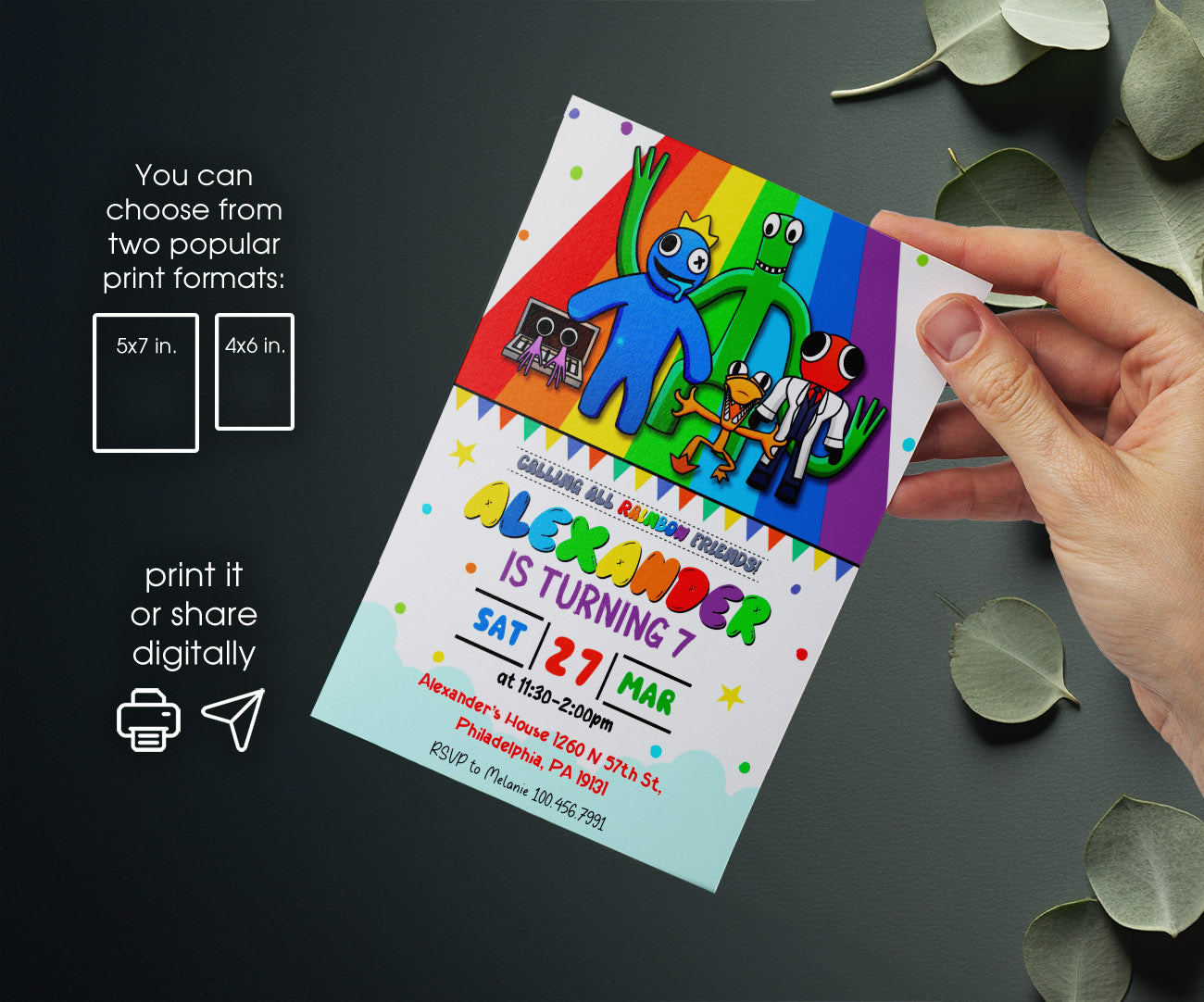 Rainbow Friends customizable invitation template | Share or Print | ZJ405