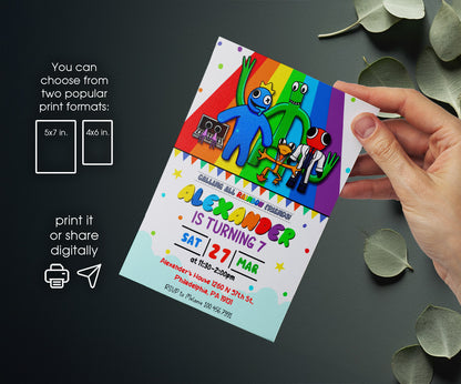 Rainbow Friends customizable invitation template | Share or Print | ZJ405