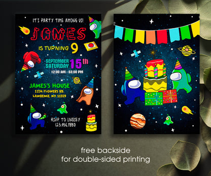 Among Us Gamer customizable invitation template | Share or Print | WF247