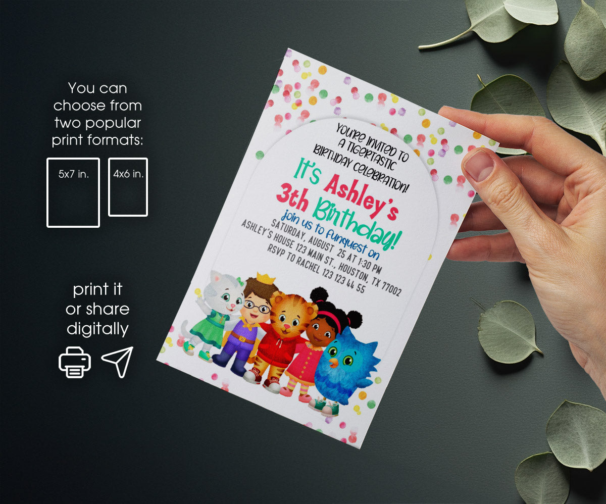 Daniel Tiger's Neighborhood customizable invitation template | Share or Print | LF128