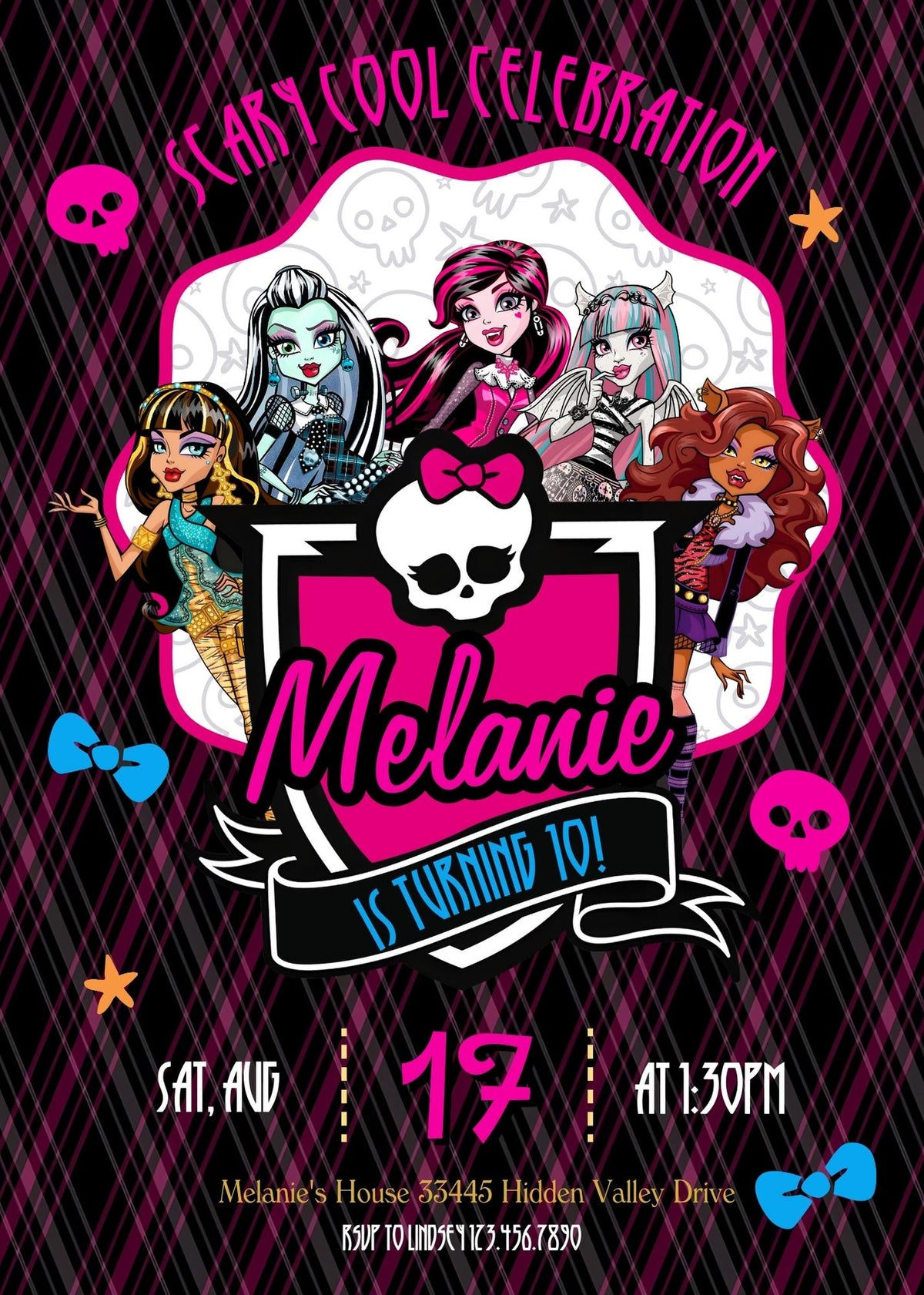 Monster High customizable invitation template | Share or Print | girl | UI954