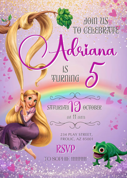 Rapunzel Princess Tangled customizable invitation template | Share or Print | girl | LM913