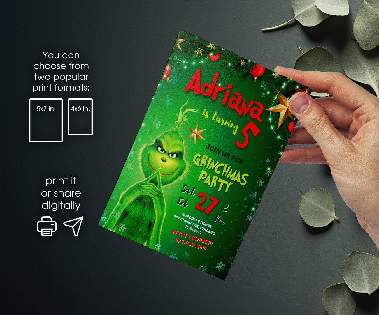 The Grinch  Merry Grinchmas customizable invitation template | Share or Print | CW241