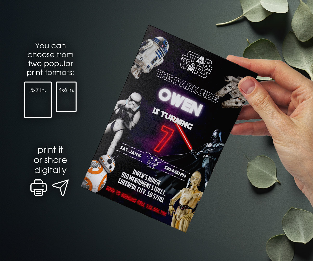 Star Wars Darth Vader customizable invitation template | Share or Print | boy | GS599