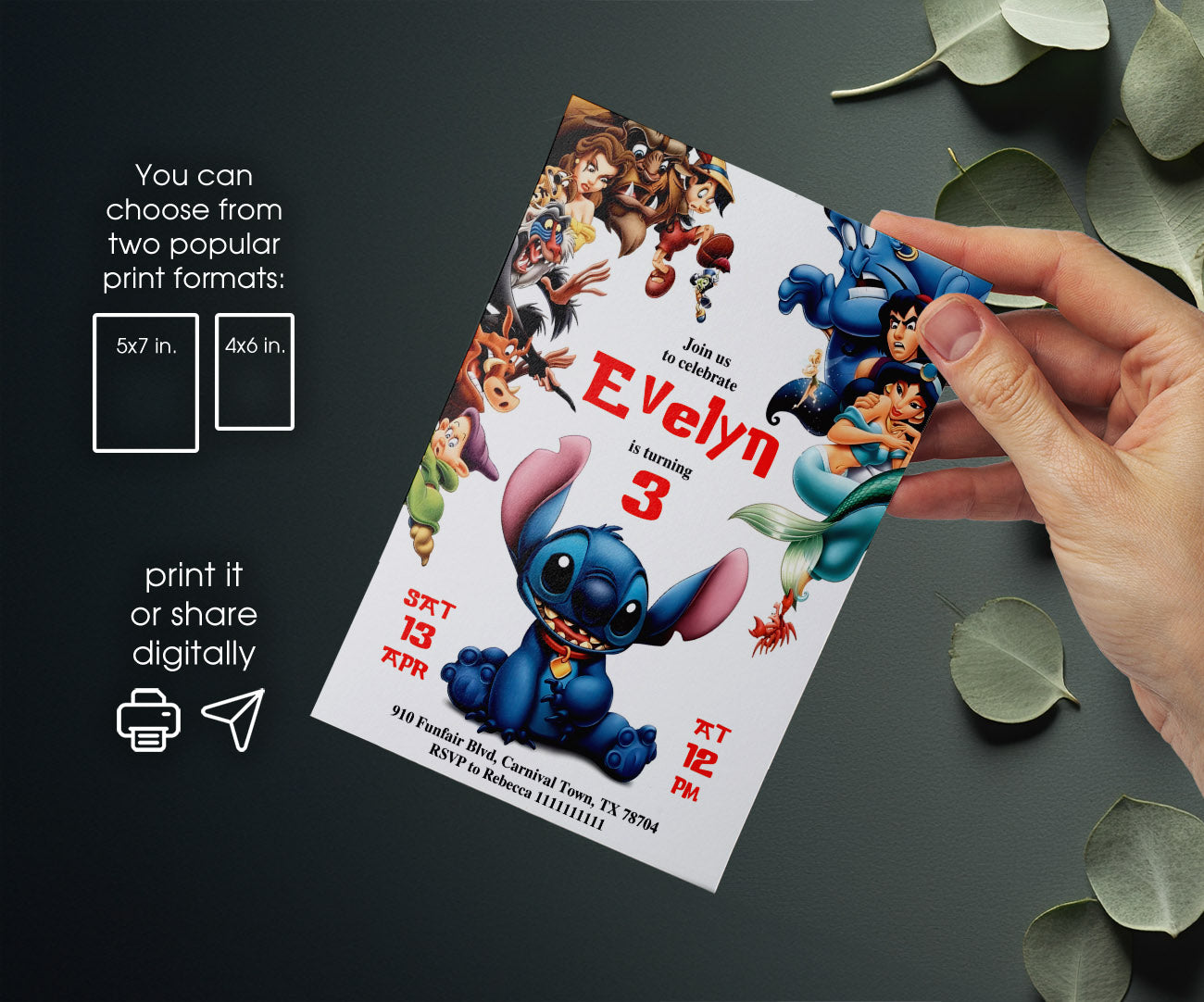 Lilo & Stitch Aloha customizable invitation template | Share or Print | HT632