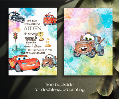 Cars Lightning McQueen customizable invitation template | Share or Print | boy | GW672