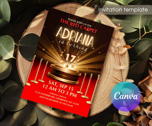 Hollywood Movie Party customizable invitation template | Share or Print | PN120