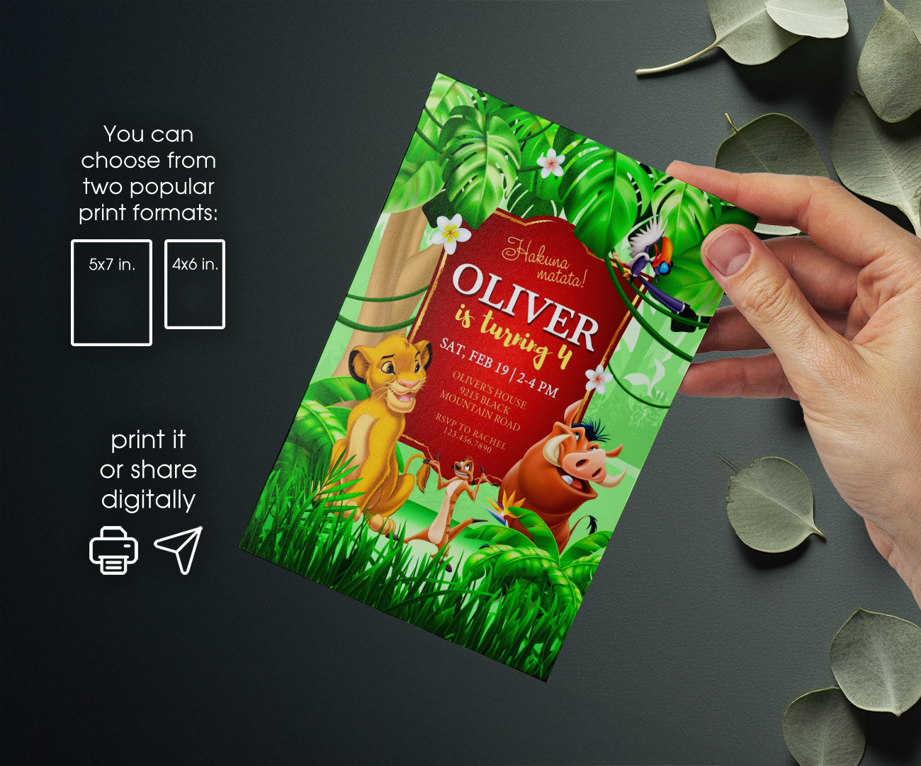 Lion King Simba customizable invitation template | Share or Print | OJ065