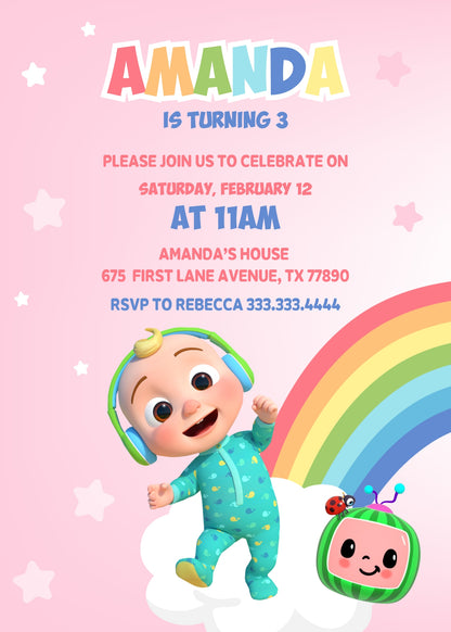Cocomelon customizable invitation template | Share or Print | ZY854