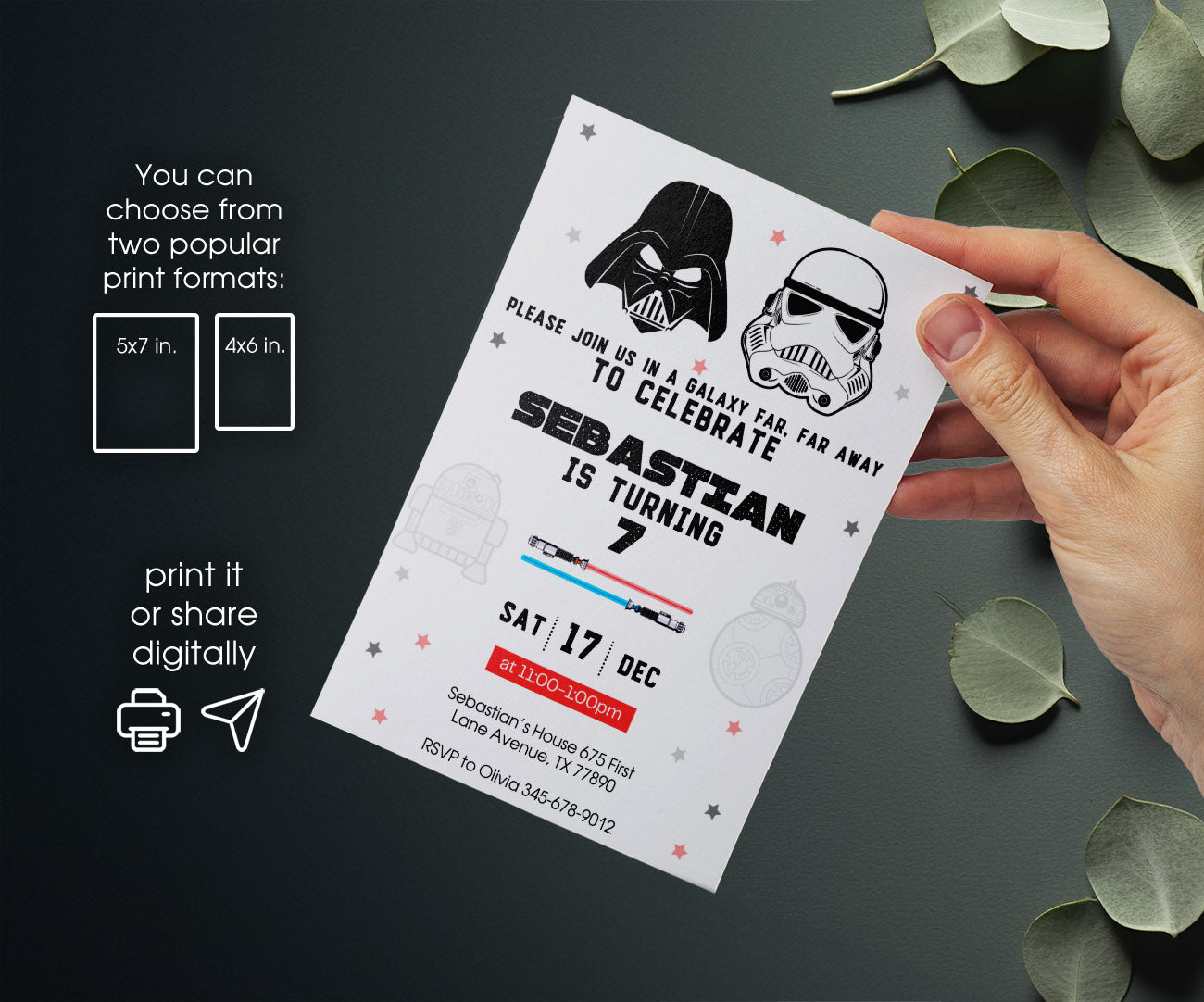 Star Wars Darth Vader customizable invitation template | Share or Print | boy | BJ439