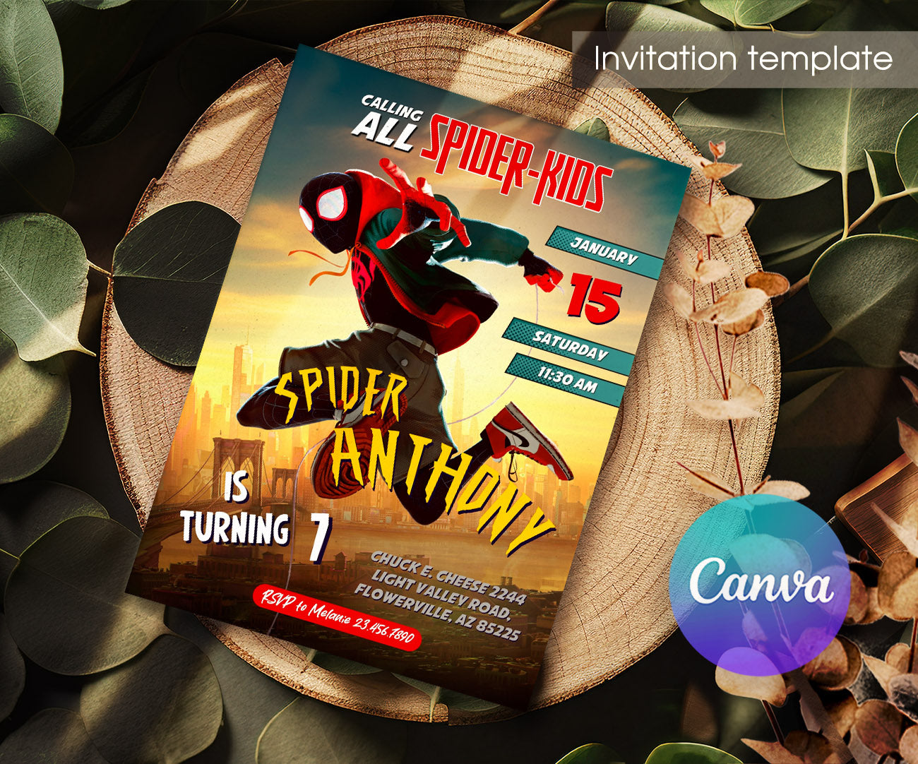Spider Man Across the Spider-Verse customizable invitation template | Share or Print | boy | FM589