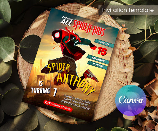 Spider Man Across the Spider-Verse customizable invitation template | Share or Print | boy | FM589