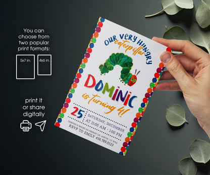 Very Hungry Caterpillar customizable invitation template | Share or Print | WH724