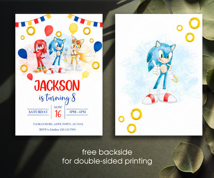 Sonic the Hedgehog customizable invitation template | Share or Print | WC711