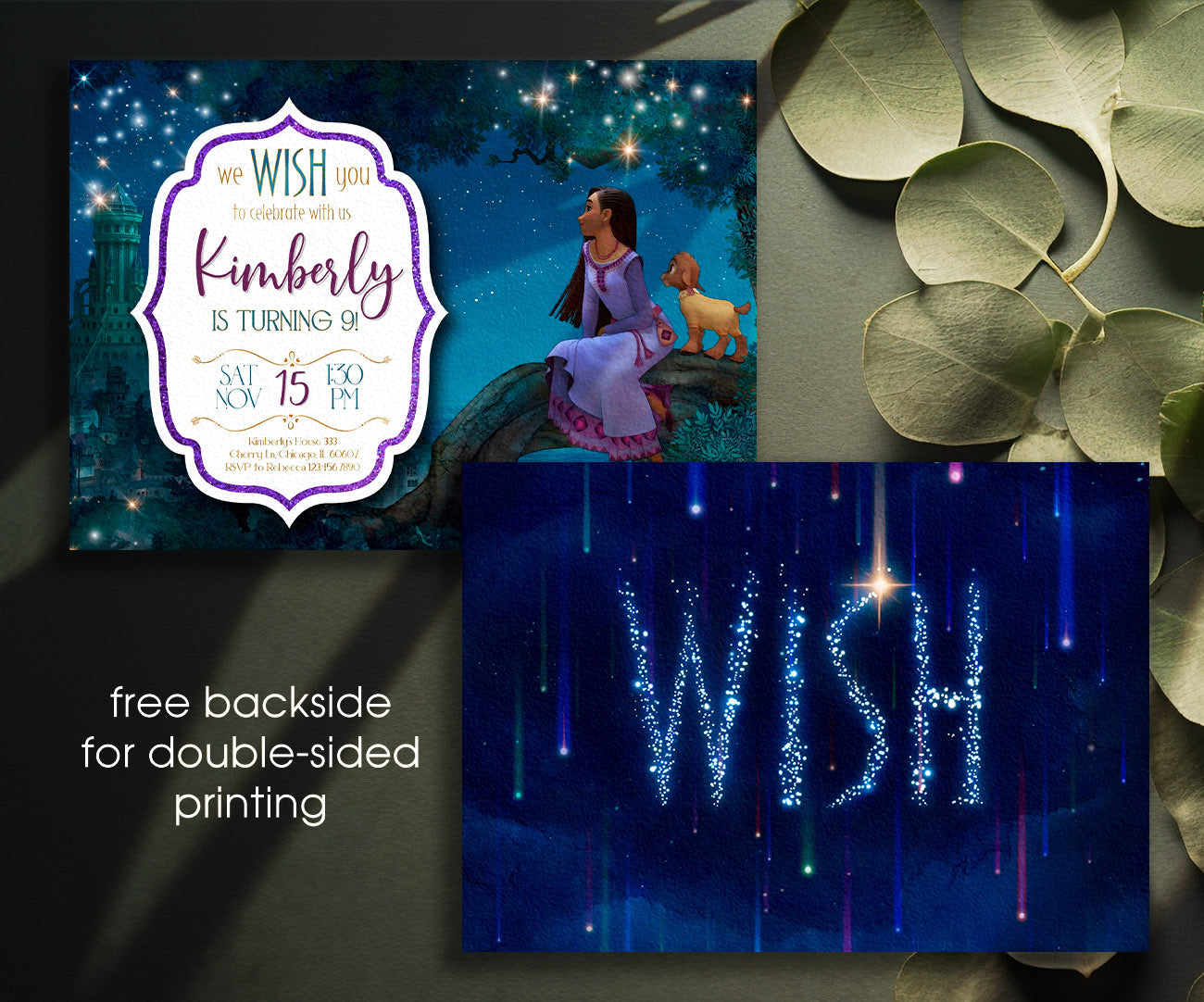 Wish Magic Asha customizable invitation template | Share or Print | girl | UD075